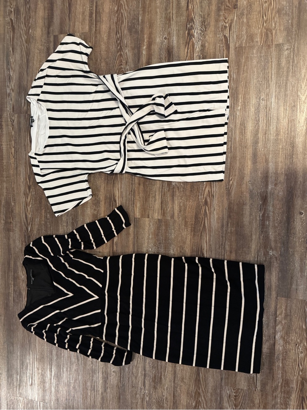Lot of 2 striped dresses - express xs & whbm 2